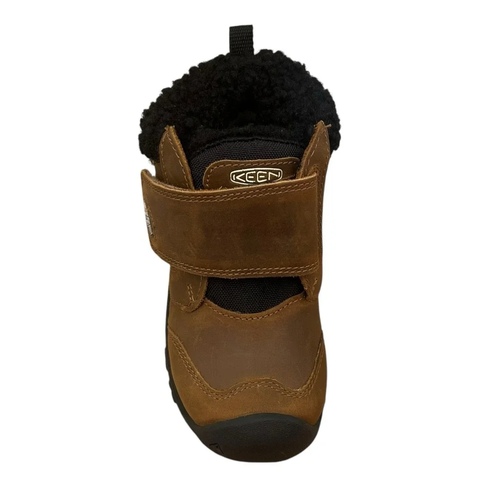 KEEN Toddler Boys Girls Waterproof Leather Boots Size 9 Brown Slip-on Mid Top